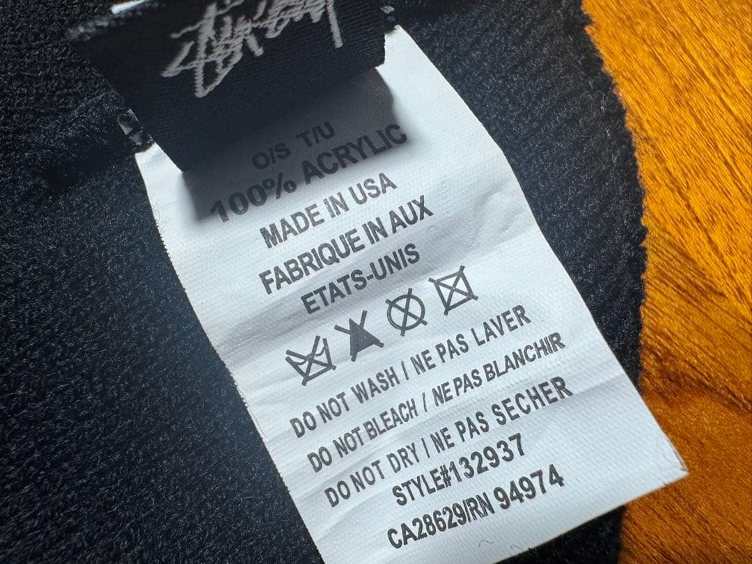 極美品 STUSSY シャネルロゴ 刺繍 ビーニー ニット帽 ブラック USA製