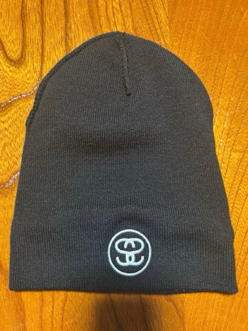 極美品 STUSSY シャネルロゴ 刺繍 ビーニー ニット帽 ブラック USA製