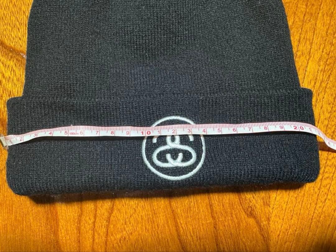 極美品 STUSSY シャネルロゴ 刺繍 ビーニー ニット帽 ブラック USA製