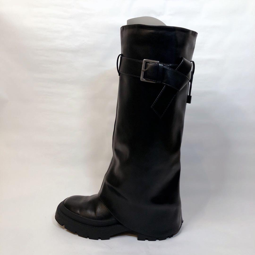 【入手困難】ZARA ニーハイゲートルブーツ 　ロングブーツ　黒