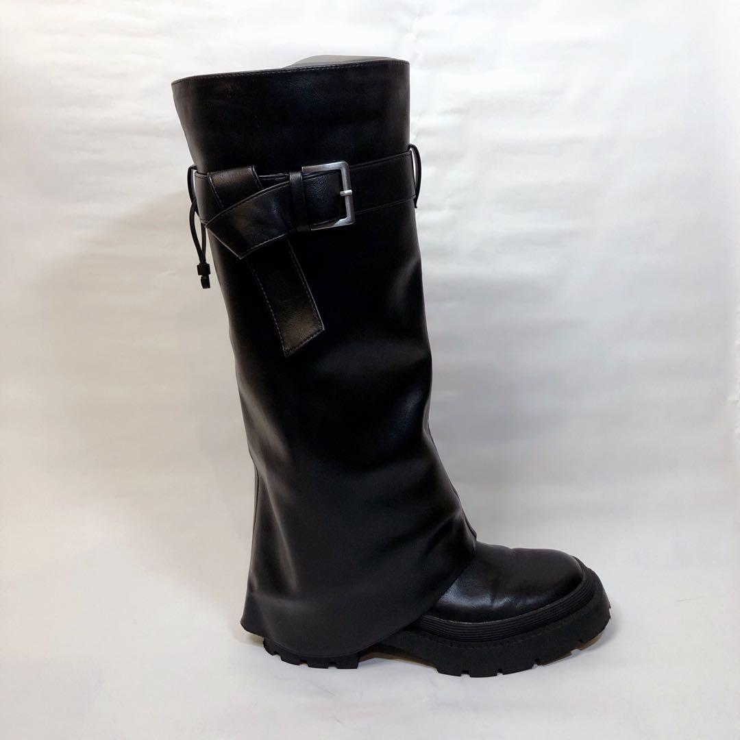 【入手困難】ZARA ニーハイゲートルブーツ 　ロングブーツ　黒