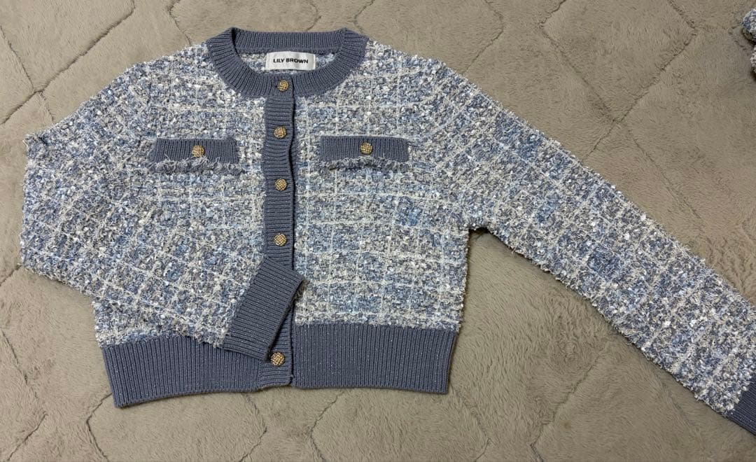 リリーブラウン ツイードカーディガン ジャケット シュシュセット