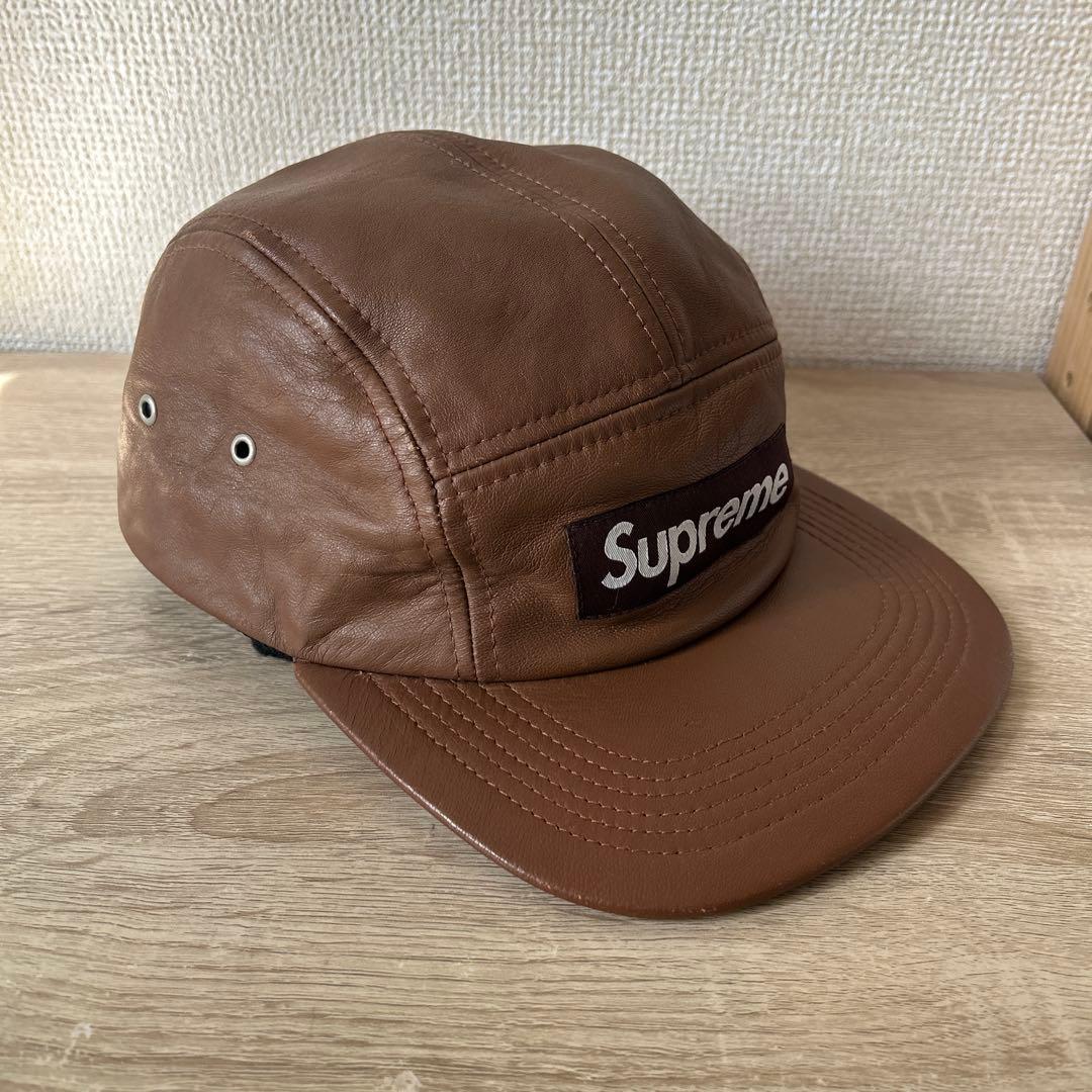 【大内】Supreme シュプリーム　レザーキャップ　ブラウン