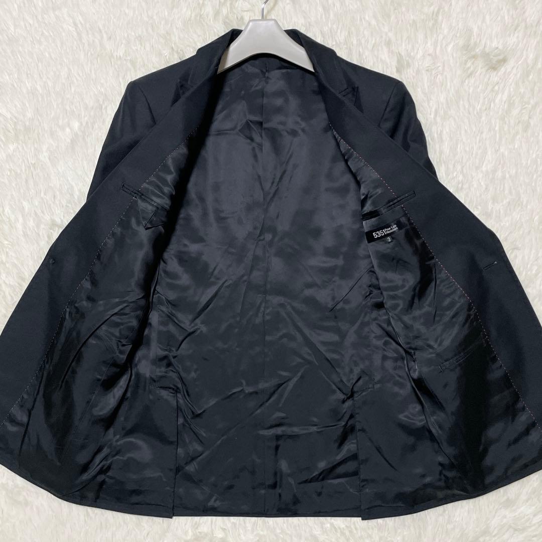 美品 5351プールオム ジャケット パンツ セットアップ スーツ ブラック L