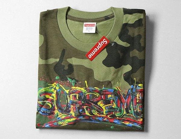 Supreme◆ペイントロゴ Tシャツ カーキ L (下げ札付) カモフラ 迷彩