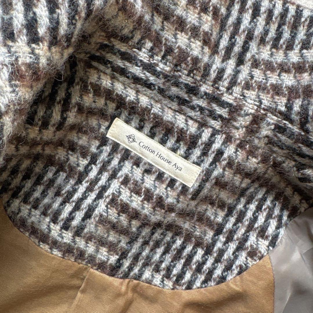 Cotton House Aya コットンハウスアヤ 起毛 チェックロングコート