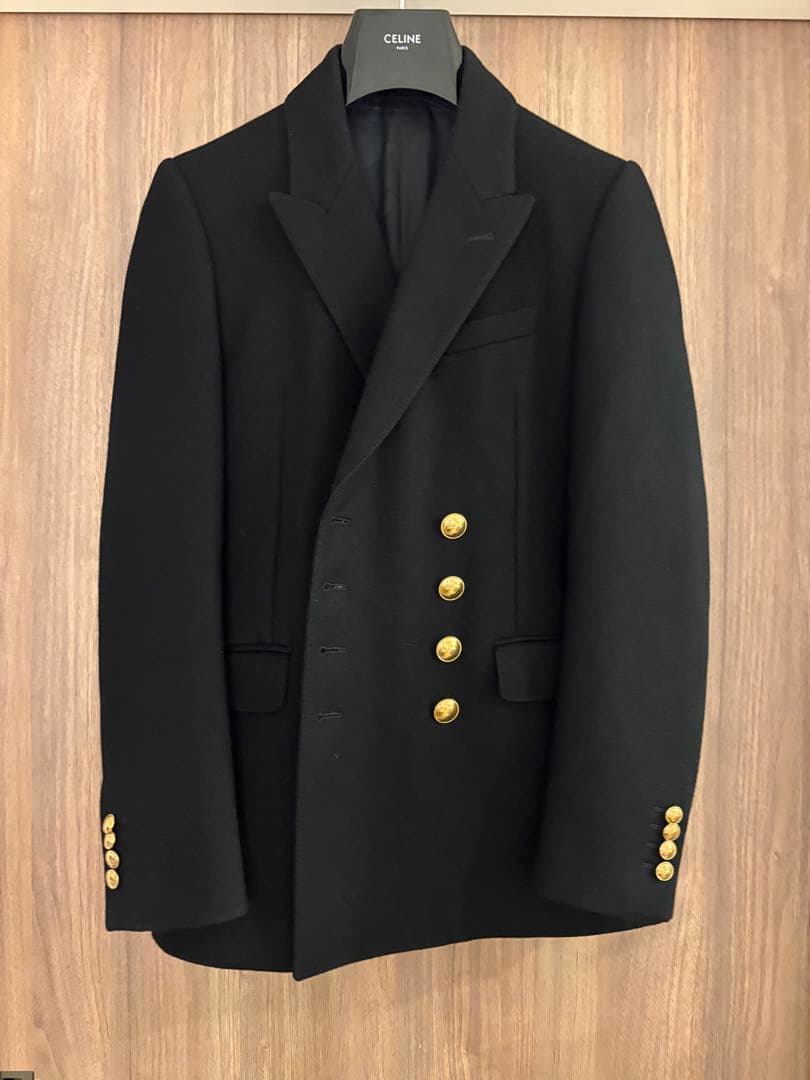 CELINE 19SS ブラック ダブルブレストジャケット　44