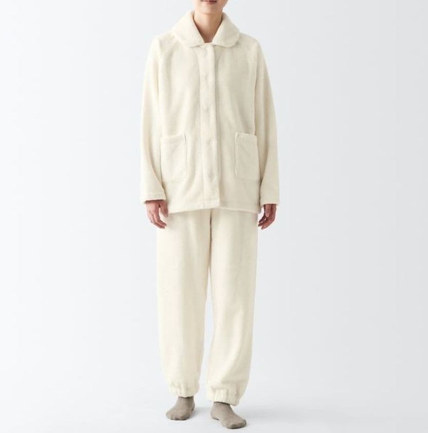 静電気が起きにくい 着る毛布パジャマ XL 無印 MUJI アイボリー 婦人