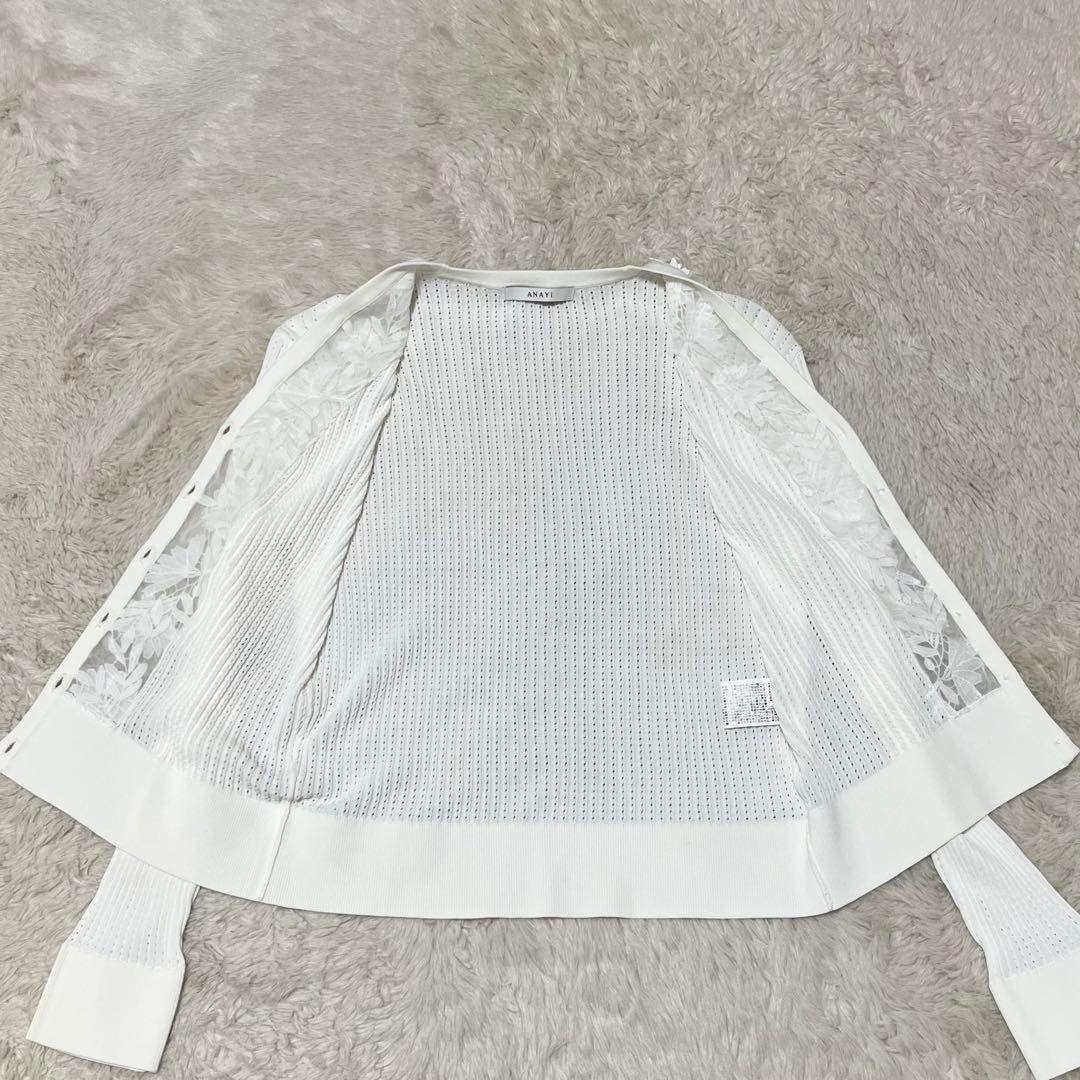 未使用級　美品　アナイ　2025 フルールVネック8分袖カーディガン 38 M