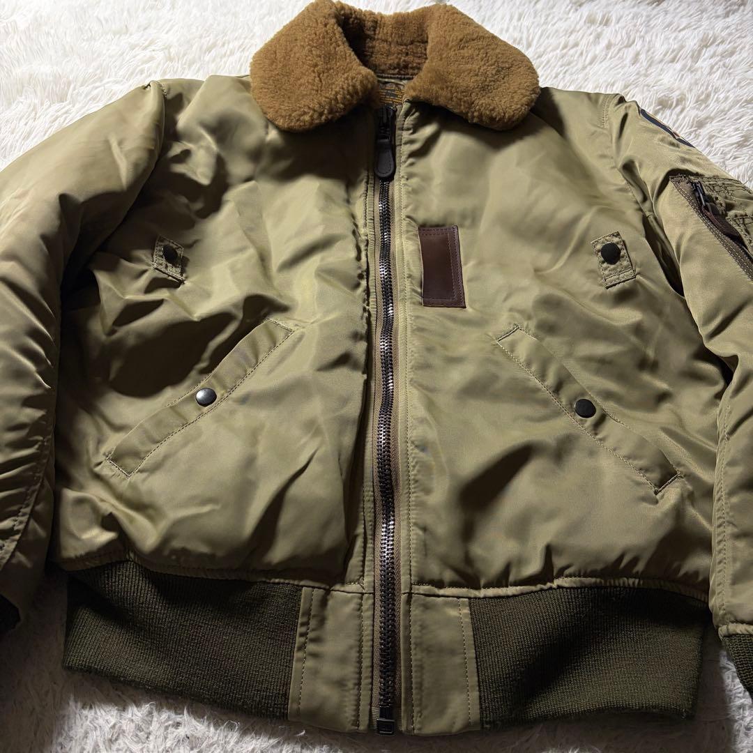 美品/40サイズ✨HOUSTON フライトジャケット　B-15B カーキ　襟ボア