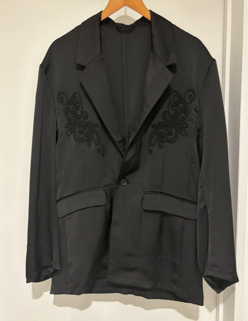 Knuth Marf embroidered satin jacket ブラック