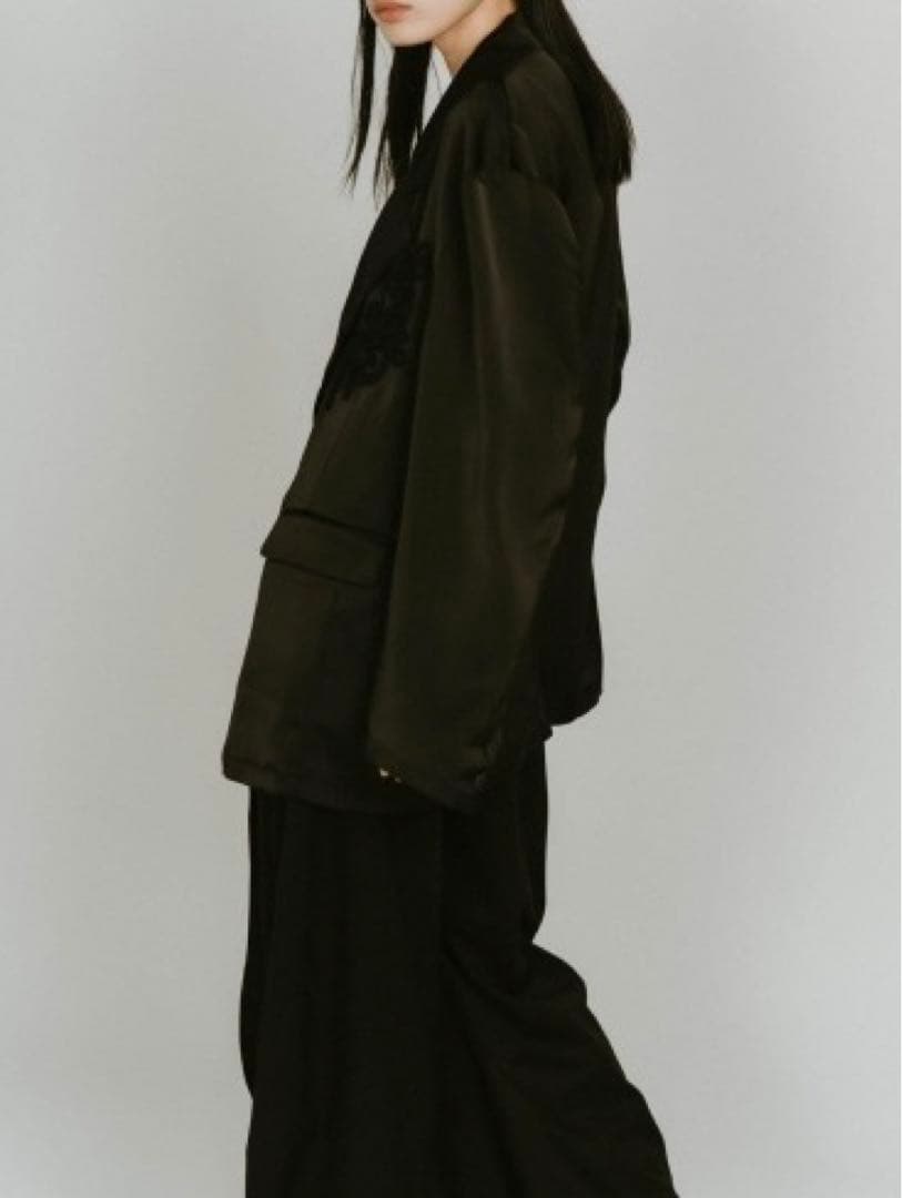 Knuth Marf embroidered satin jacket ブラック