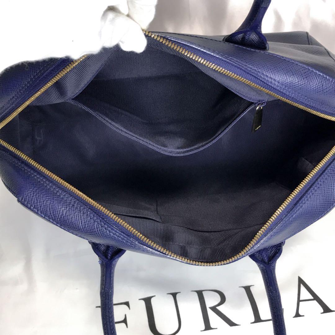 フルラ　FURLA　ハンドバッグ　ボストンバッグ　レザー　ネイビー