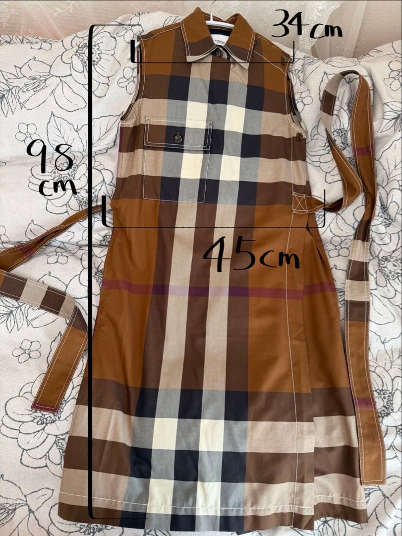 【BURBERRY】ブラウン系チェック ノースリーブワンピース