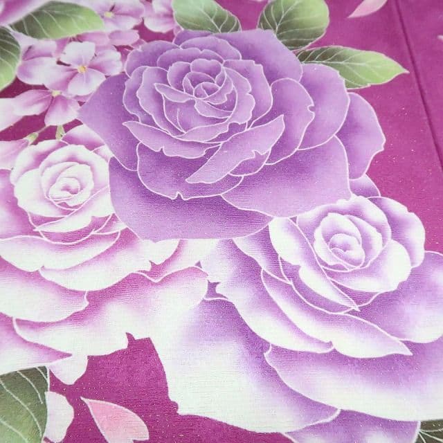 ｍ1954＊美品 正絹 金駒刺繡 薔薇 金通しトールサイズ 成人式 振袖単品