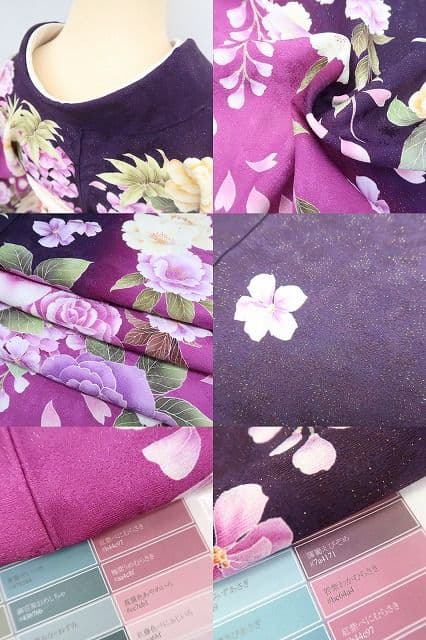 ｍ1954＊美品 正絹 金駒刺繡 薔薇 金通しトールサイズ 成人式 振袖単品