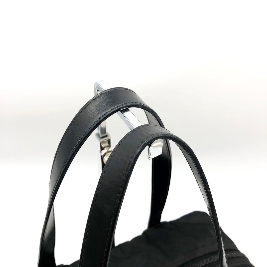 ✨美品✨プラダ ボストンバッグ 三角ロゴ シルバー金具 ナイロン レザー 黒