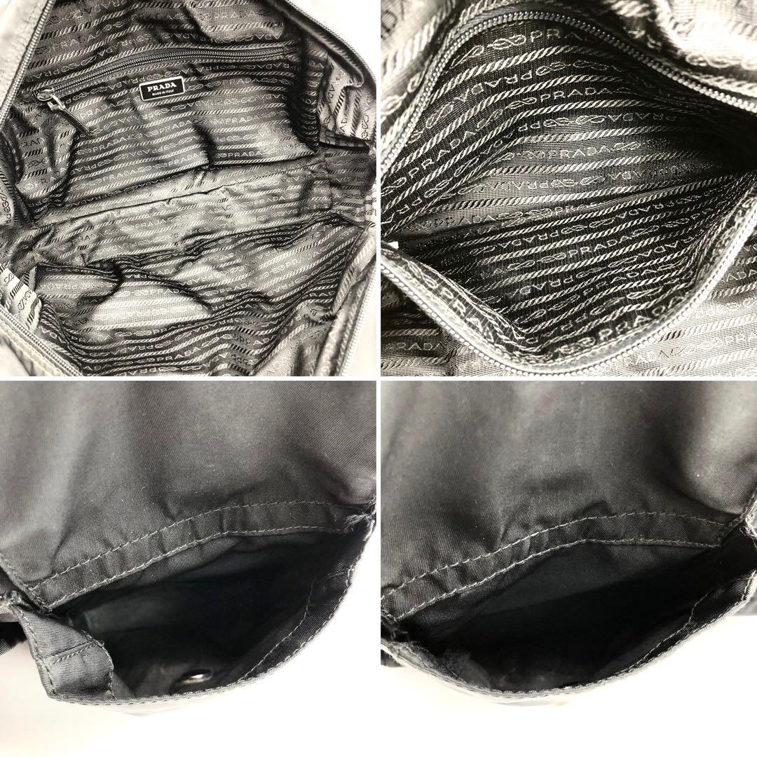 ✨美品✨プラダ ボストンバッグ 三角ロゴ シルバー金具 ナイロン レザー 黒