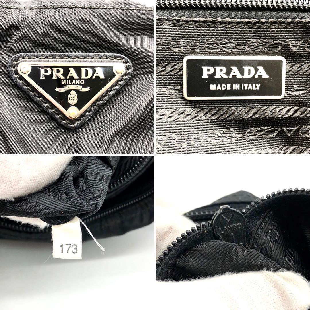 ✨美品✨プラダ ボストンバッグ 三角ロゴ シルバー金具 ナイロン レザー 黒