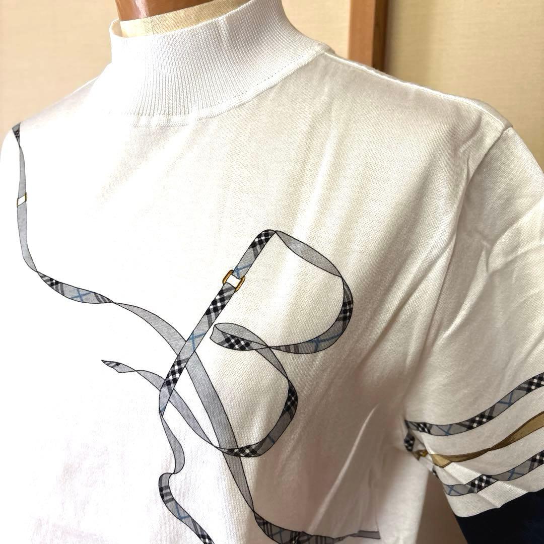 新品バーバリーゴルフ　リボンプリント ハイネック半袖TシャツM〜Lサイズ