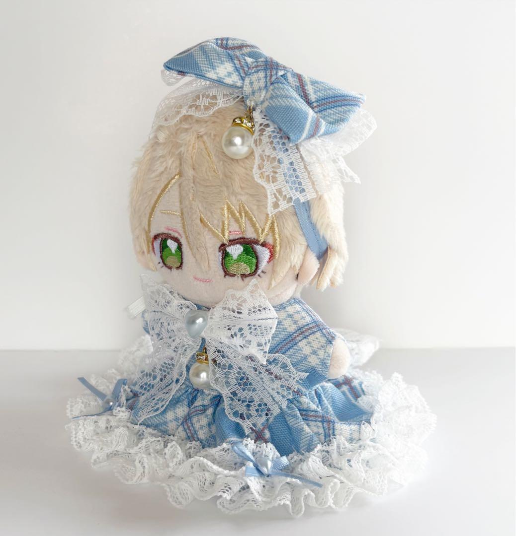 ぬい服　in25　いつぬいサイズ　チェック柄③　ピンク　ワンピース