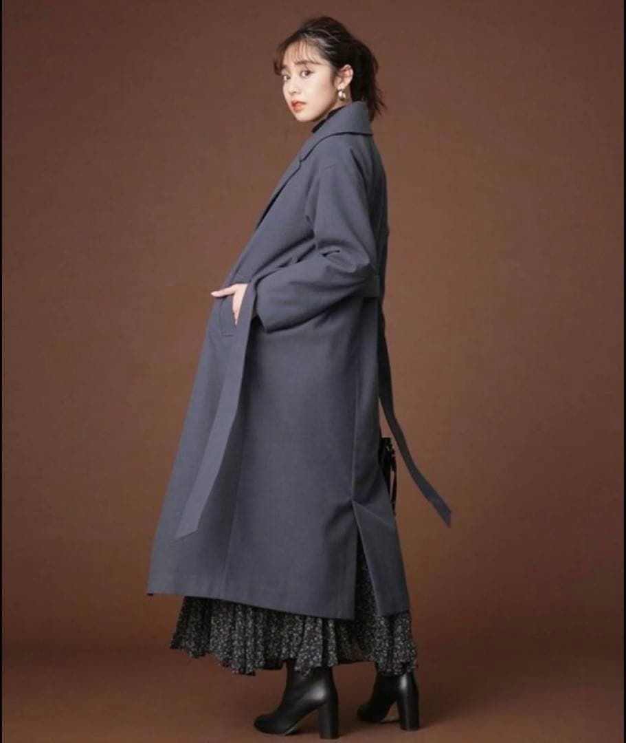 新品/ナノユニバース/ラペルロングガウンコート