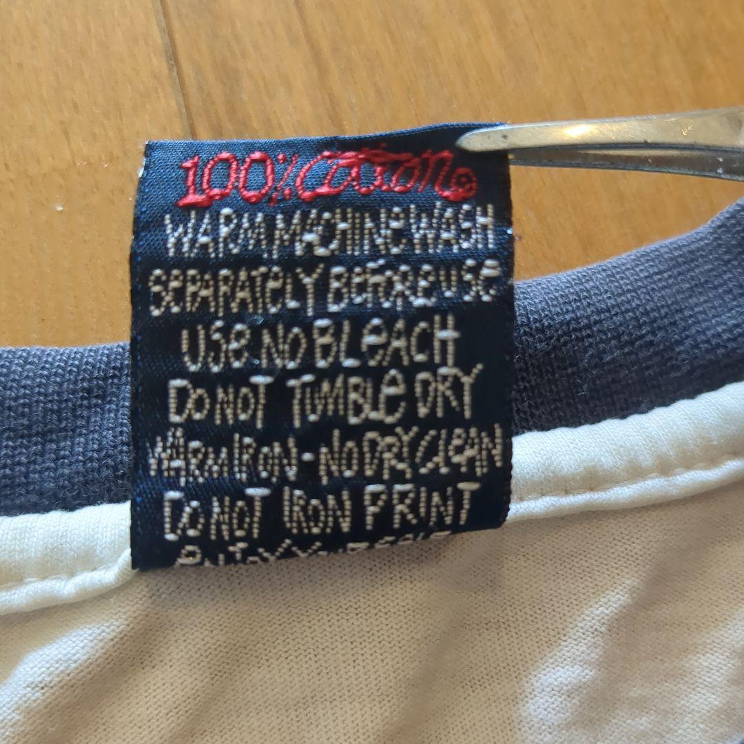 90s STUSSY ホワイト/ネイビー ストライプ 長袖TシャツサイズM紺タグ