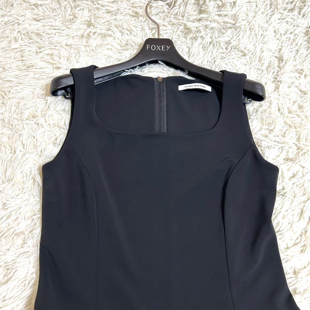 美品✨フォクシー 春に◎ノースリーブ ワンピース ドレス 黒 38