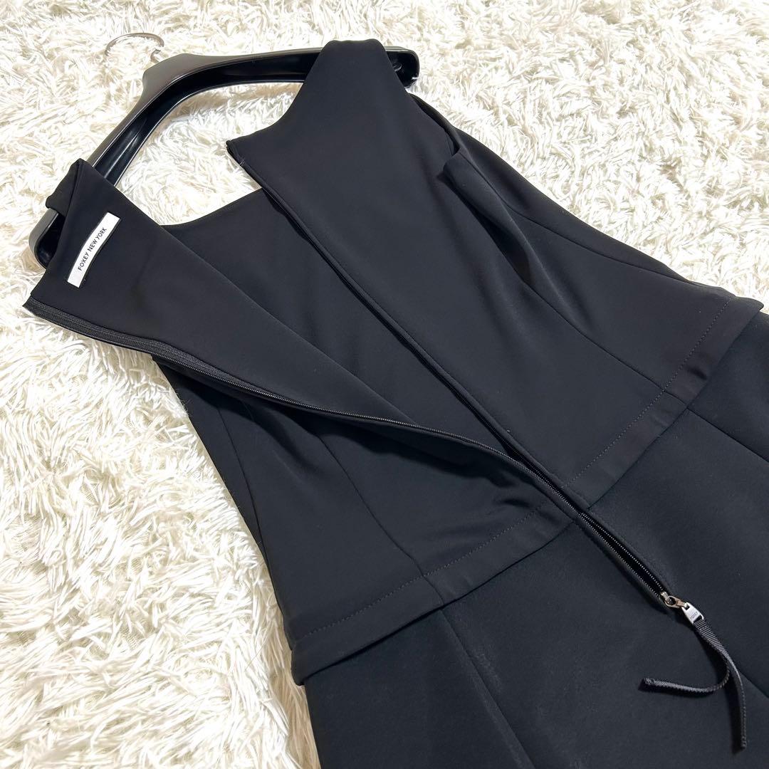 美品✨フォクシー 春に◎ノースリーブ ワンピース ドレス 黒 38