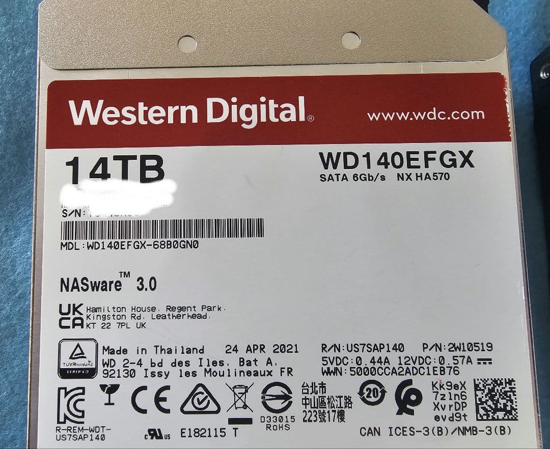 14TB Western Digital WD Red Plus　2台セット