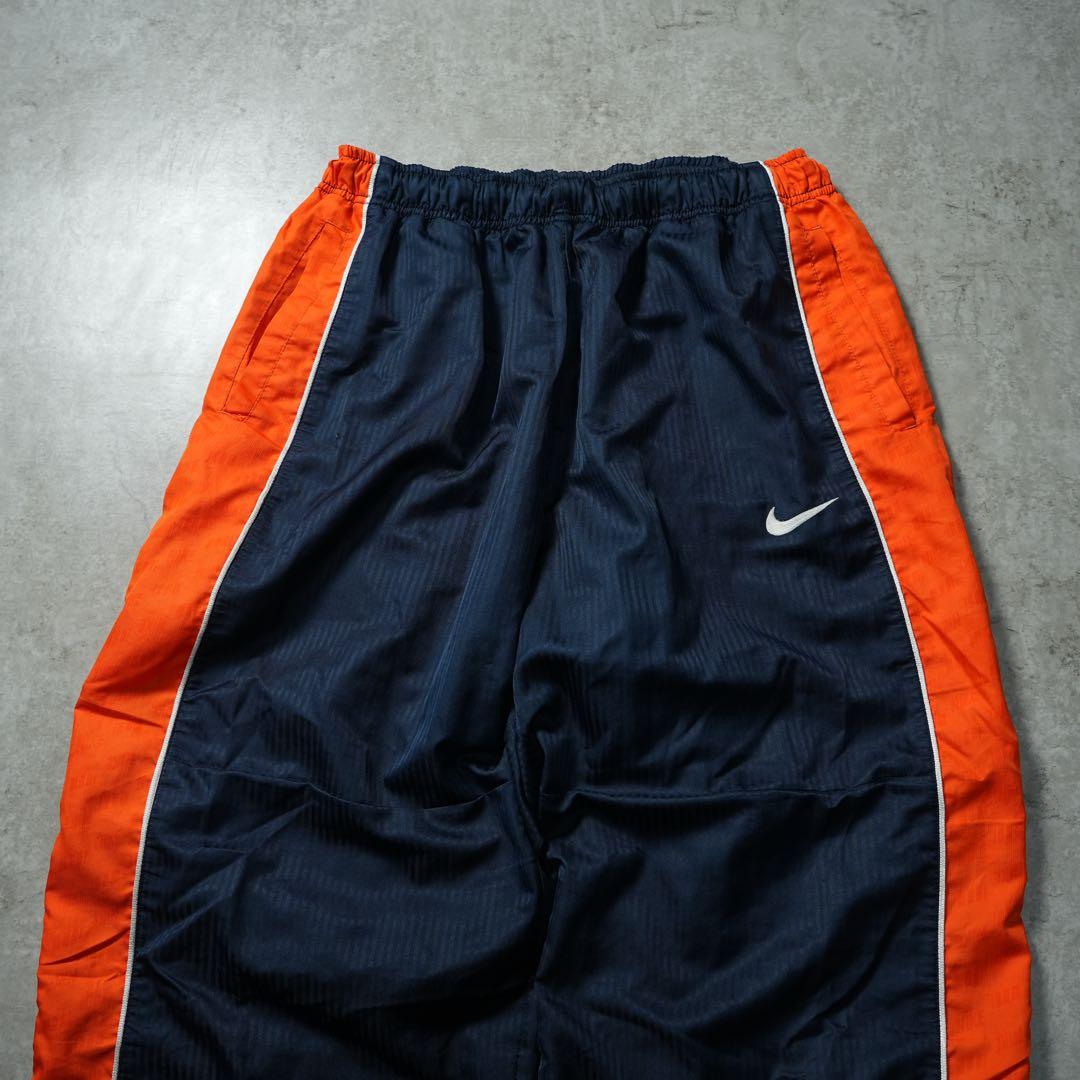 00s NIKE ナイロンパンツ バギーワイド ネイビー オレンジ 平成 y2k