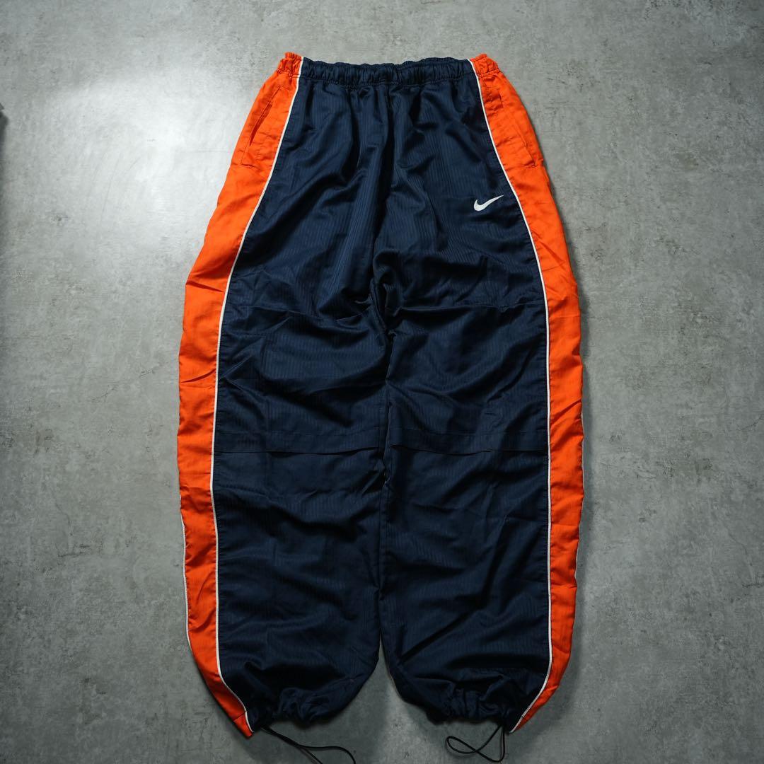 00s NIKE ナイロンパンツ バギーワイド ネイビー オレンジ 平成 y2k