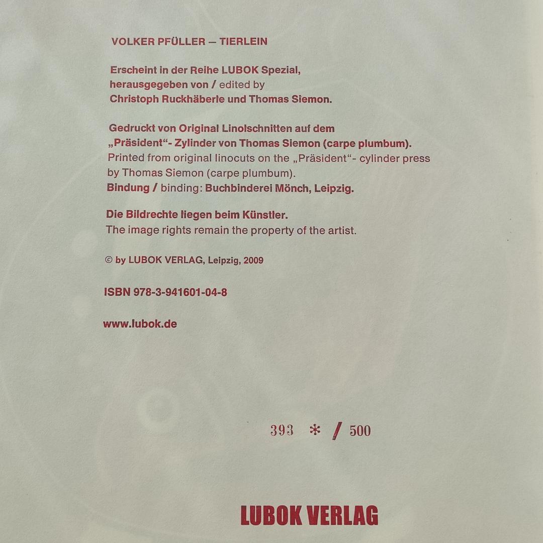 Volker Pfuller \"Tierlein \" リノカット 限定500部
