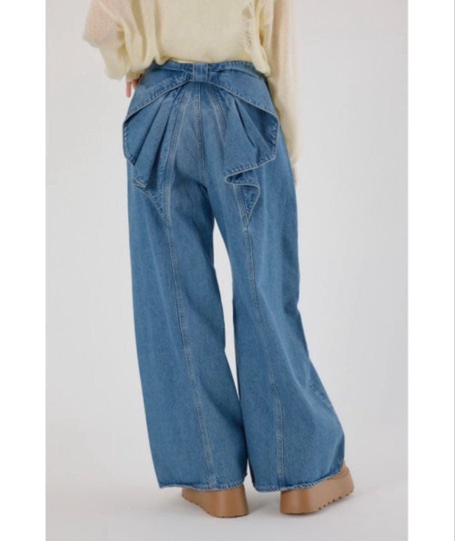 新品 リボン付きワイドレッグデニム大人気のデニムRODEO CROWNS パンツ
