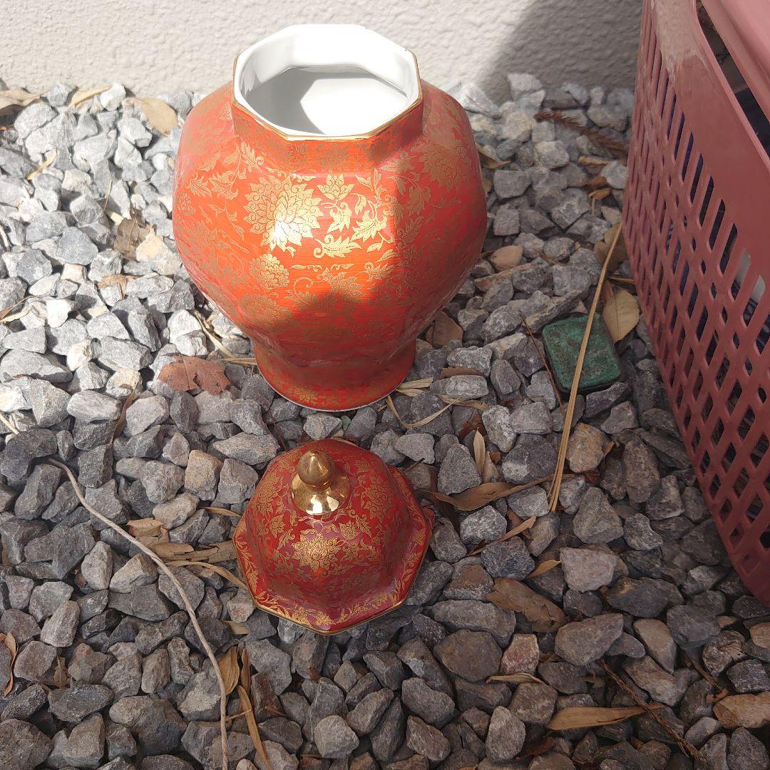 柴田陶器　八角蓋付き陶器壺