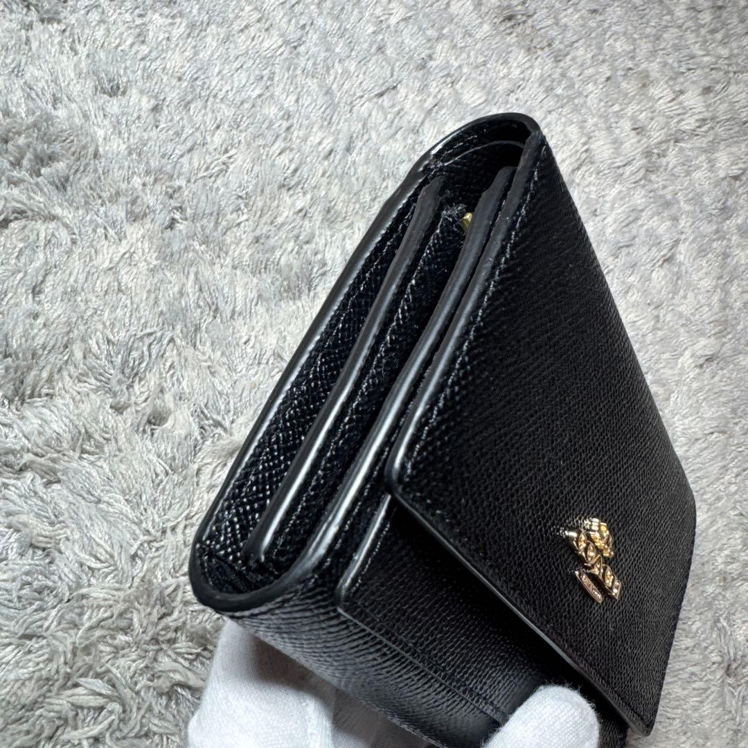 【未使用】COACH コーチ 二つ折り財布 ブラック ゴールドロゴ
