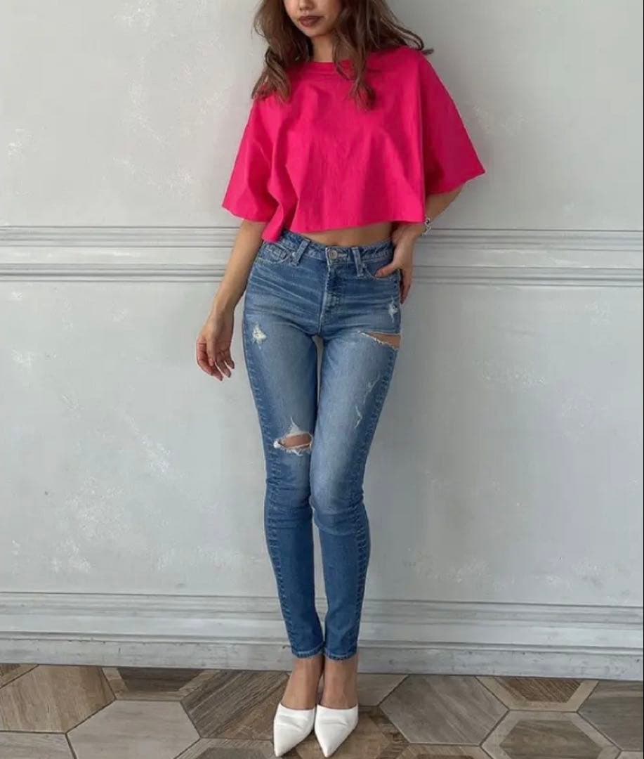【完売品】GYDA SIDE RIPPED スキニーデニムパンツ