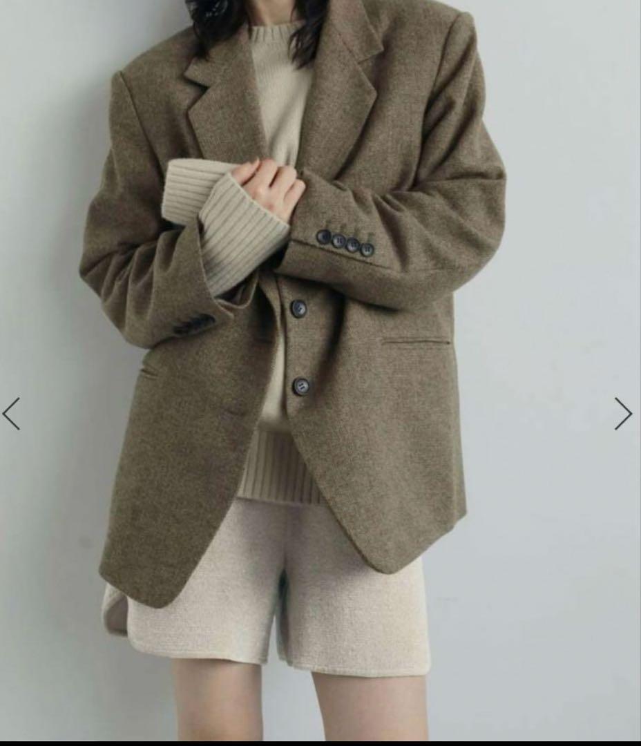 anuke Herringbone Wool Jacket ベージュ