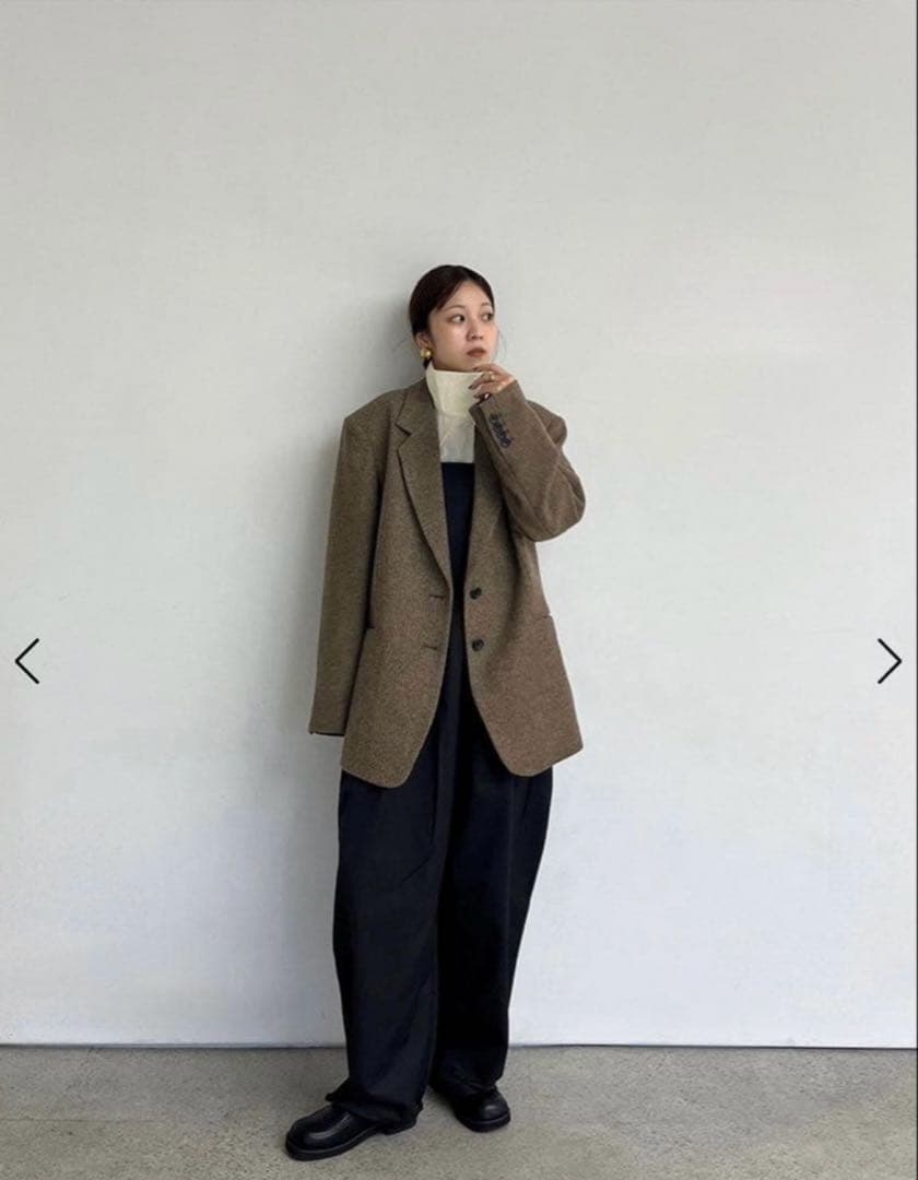 anuke Herringbone Wool Jacket ベージュ