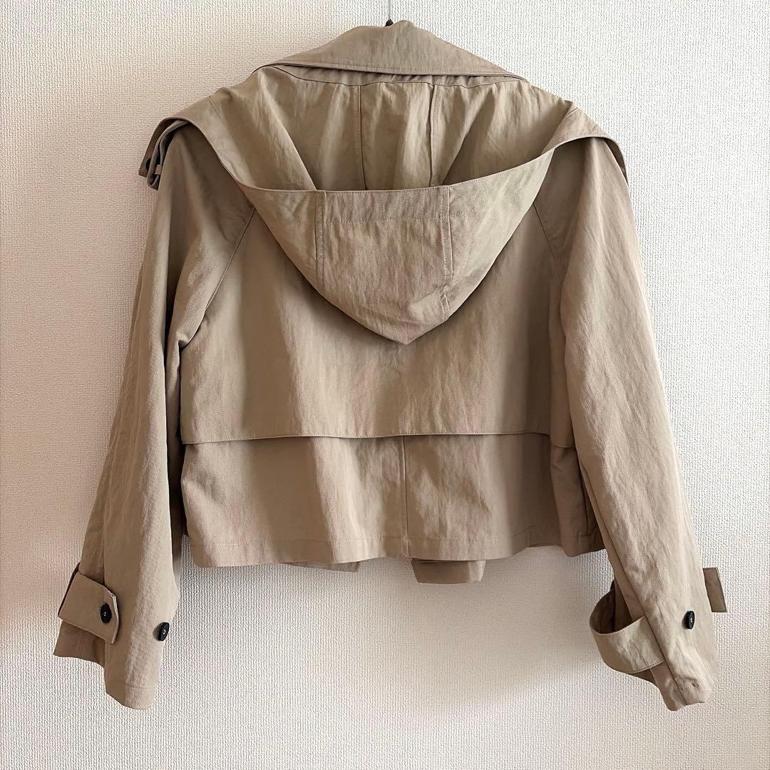 新品＊ZARA ショートトレンチコート 取り外し可能フード付き ライトキャメル