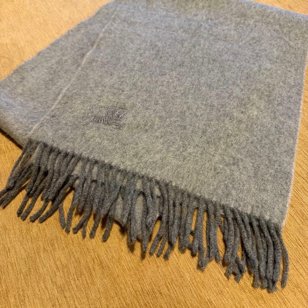 BURBERRY バーバリー カシミヤ100% グレー マフラー 無地 ロゴ