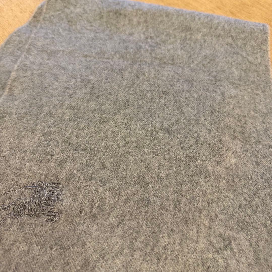 BURBERRY バーバリー カシミヤ100% グレー マフラー 無地 ロゴ