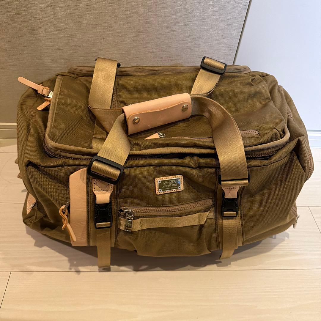 AS2OV カーキ ナイロン　ヌメ革　ボストンバッグ　リュック