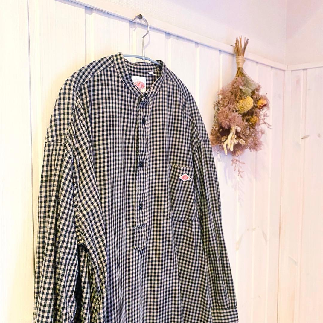 重ね着にも大活躍❣️DANTON ワンピース チェック柄 36 スタンドカラー M