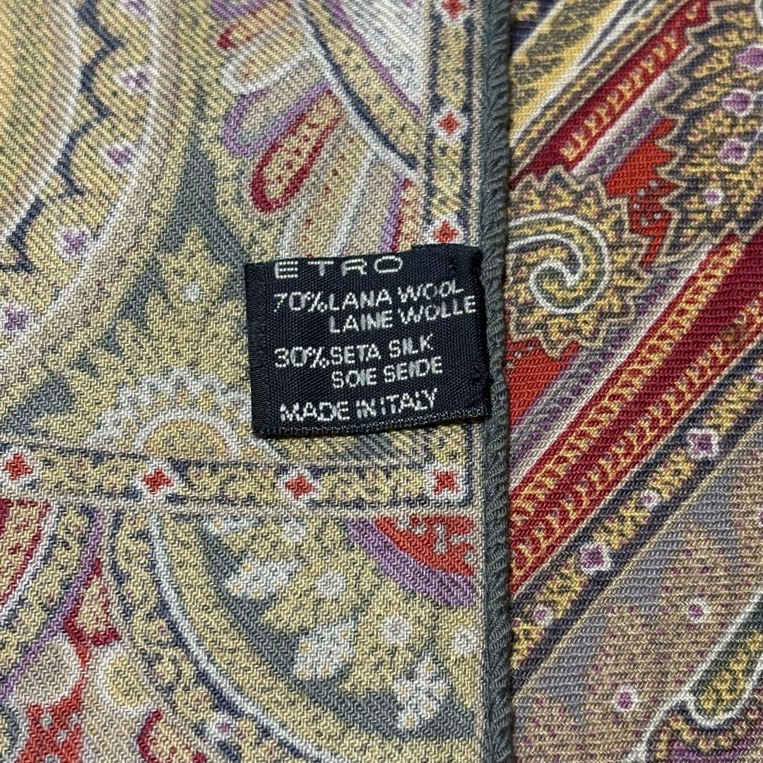 ETRO エトロ 大判 ストール 長方形 ペイズリー シルク ウール