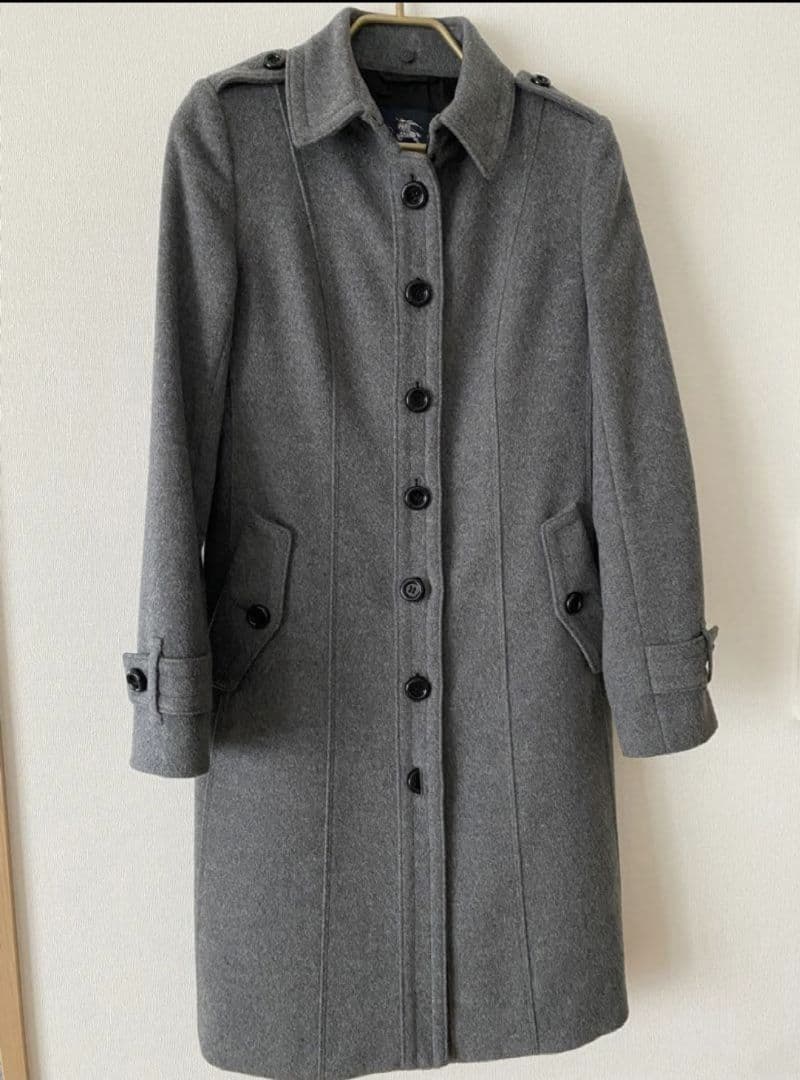 バーバリー　ロングコート　ラビットファー付き　美品