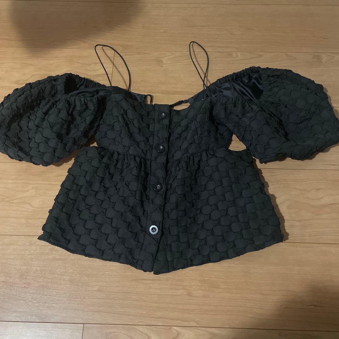 maison Special黒パフスリーブオフショルダーキャミソール