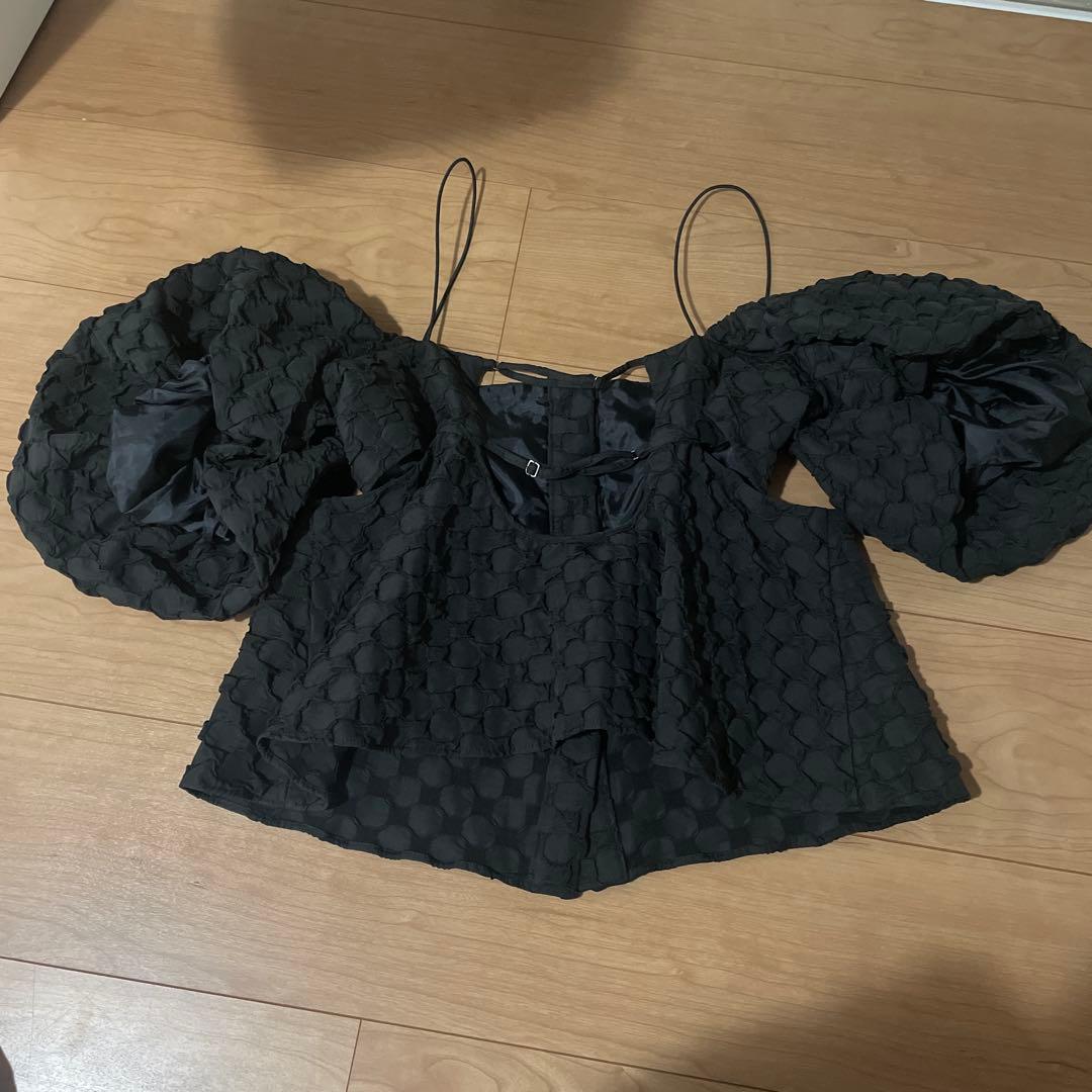 maison Special黒パフスリーブオフショルダーキャミソール