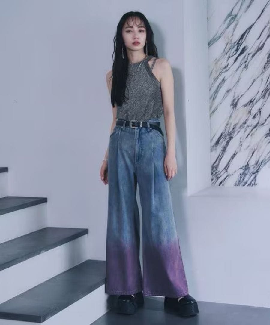 【28日まで♡タグ付】HARE アソートカコウワイドデニムパンツ グラデーション