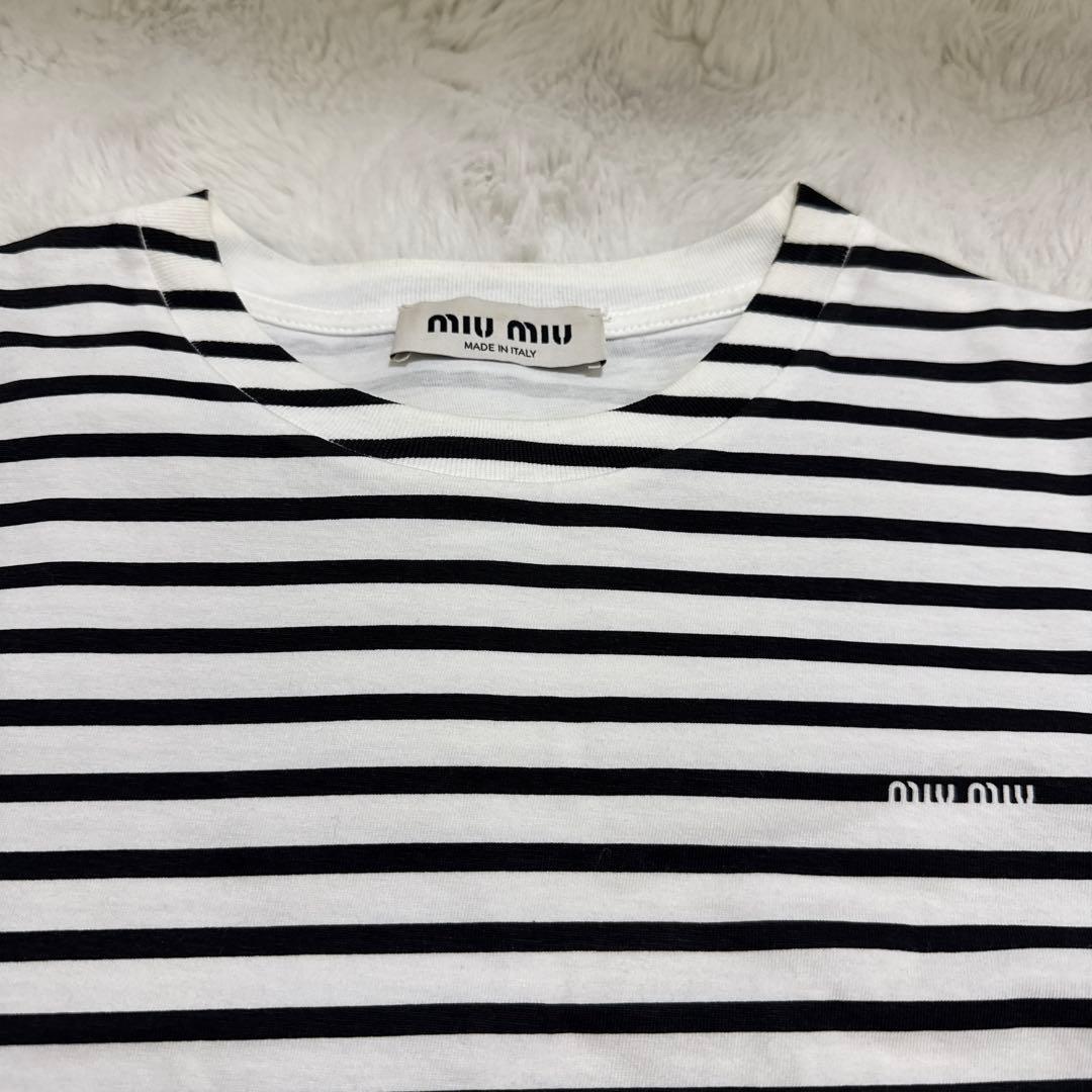 m*i様 miu miu ストライプ ボーダー ミニ丈 Tシャツ